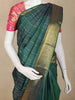 Dark Green Stripes Woven Design Pure Kanchipuram Silk Saree with Contrast Pink Blouse