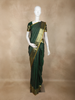 Dark Green Stripes Woven Design Pure Kanchipuram Silk Saree with Gold Zari Woven Border