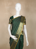 Dark Green Stripes Woven Design Pure Kanchipuram Silk Saree with Gold Zari Woven Border