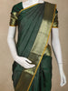 Dark Green Stripes Woven Design Pure Kanchipuram Silk Saree with Gold Zari Woven Border