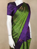 Dark Green Stripes Woven Pure Kanchipuram Silk Saree