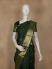 Dark Green Stripes Woven Pure Kanchipuram Silk Saree