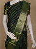 Dark Green Stripes Woven Pure Kanchipuram Silk Saree