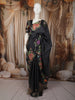 Dark Grey Checked Woven Design Pure Tussar Saree with Floral Border