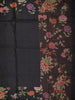 Dark Grey Checked Woven Design Pure Tussar Saree with Floral Border