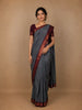 Dark Grey Floral Butta Motif Cotton Saree
