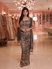 Dark Grey Floral Vine Zari Embroidered Design Tissue Silk Skirt Top Indo Western Lehenga with Matching Dupatta