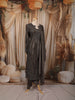Dark Grey Heavy Beads Embroidered Design Satin Straight Cut Salwar Suit with Matching Dupatta