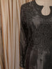 Dark Grey Heavy Beads Embroidered Design Satin Straight Cut Salwar Suit with Matching Dupatta
