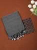 Dark Grey Solid Design Cotton Casual Wear Saree with Kalamkari Blouse