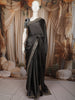 Dark Grey Solid Woven Design Pure Tussar Party Wear Saree with Sequins Border