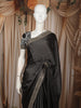Dark Grey Solid Woven Design Pure Tussar Party Wear Saree with Sequins Border
