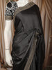 Dark Grey Solid Woven Design Pure Tussar Party Wear Saree with Sequins Border