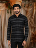 Dark Grey Striped Woven Design Pure Cotton Formal Wear Full Sleeve Men Shirt