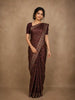 Dark Maroon Floral Printed Tussar Saree