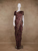 Dark Maroon Floral Printed Tussar Saree