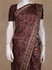 Dark Maroon Floral Printed Tussar Saree