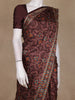 Dark Maroon Floral Printed Tussar Saree