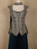 Dark Navy Blue Floral Design Chiffon Palazzo Suit