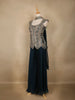Dark Navy Blue Floral Design Chiffon Palazzo Suit