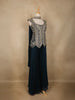 Dark Navy Blue Floral Design Chiffon Palazzo Suit