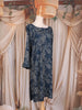Dark Navy Blue Floral Printed Cotton Rayon Kurti