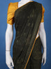 Dark Olive Green Butterfly Print Chiffon Saree