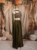 Dark Olive Green Floral Sequins and Thread Embroidered Design Satin Lehenga with Choker Dupatta