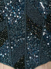 Deep Teal Blue Abstract Sequins and Beads Embroidered Design Satin Lehenga with Choker Dupatta