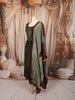 Dark Olive Green Paisley Thread and Beads Embroidered Design Semi Silk Anarkali Salwar Suit with Designer Dupatta
