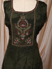 Dark Olive Green Paisley Thread and Beads Embroidered Design Semi Silk Anarkali Salwar Suit with Designer Dupatta