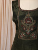 Dark Olive Green Paisley Thread and Beads Embroidered Design Semi Silk Anarkali Salwar Suit with Designer Dupatta