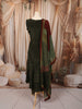 Dark Olive Green Paisley Thread and Beads Embroidered Design Semi Silk Anarkali Salwar Suit with Designer Dupatta