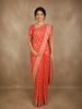 Dark Peach Floral Zari Woven Design Pure Banarasi Silk Saree with Zari Border