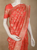 Dark Peach Floral Zari Woven Design Pure Banarasi Silk Saree with Zari Border