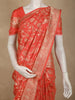 Dark Peach Floral Zari Woven Design Pure Banarasi Silk Saree with Zari Border