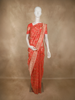 Dark Peach Floral Zari Woven Design Pure Banarasi Silk Saree with Zari Border