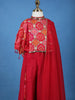 Dark Pink Bandhani Print Georgette Kids Kaftan Palazzo Set