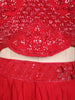 Dark Pink Beads Embroidered Design Chiffon Skirt Top with Layered Cape