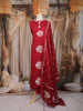 Dark Pink Birds Printed Design Cotton Straight Cut Salwar Suit with Dupatta