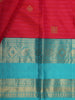 Dark Pink Butta Zari Woven Design Pure Kanchipuram Silk Saree with Contrast Double Zari Border