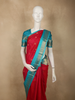 Dark Pink Butta Zari Woven Design Pure Kanchipuram Silk Saree with Contrast Double Zari Border