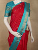Dark Pink Butta Zari Woven Design Pure Kanchipuram Silk Saree with Contrast Double Zari Border