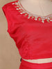 Dark Pink Embroidered Chiffon Crop Top with Palazzo and Jacket Set