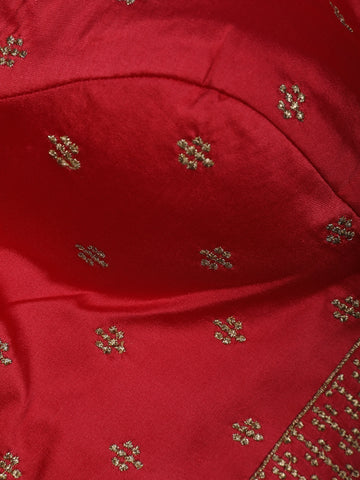 Dark Pink Embroidered Silk Readymade Blouse - Diadem