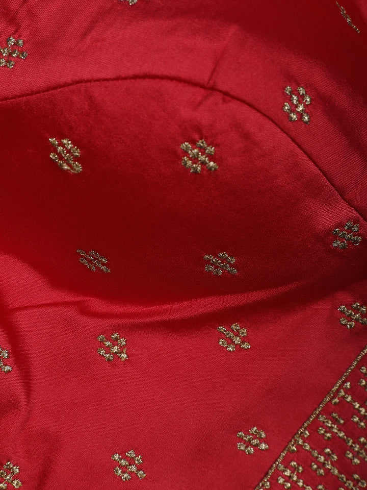 Dark Pink Embroidered Silk Readymade Blouse - Diadem