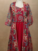 Dark Pink Floral Beads Embroidered Design Georgette Kids Palazzo Suit with Over Coat