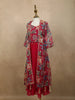 Dark Pink Floral Beads Embroidered Design Georgette Kids Palazzo Suit with Over Coat