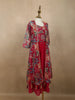 Dark Pink Floral Beads Embroidered Design Georgette Kids Palazzo Suit with Over Coat