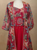 Dark Pink Floral Beads Embroidered Design Georgette Kids Palazzo Suit with Over Coat